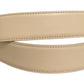 Beige Leather Silver Tone Metal Buckle Belt