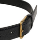 Beige Black Woven Leather Metal Buckle Belt