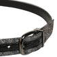 Silver Black Floral Jacquard Metal Buckle Belt