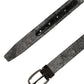 Silver Black Floral Jacquard Metal Buckle Belt