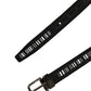 Black Fabric Leather Barcode Silver Buckle Belt