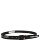 Black Fabric Leather Barcode Silver Buckle Belt
