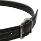 Black Fabric Leather Barcode Silver Buckle Belt