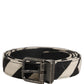Black Ivory Silver Tone Metal Buckle Belt