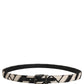 Black Ivory Silver Tone Metal Buckle Belt