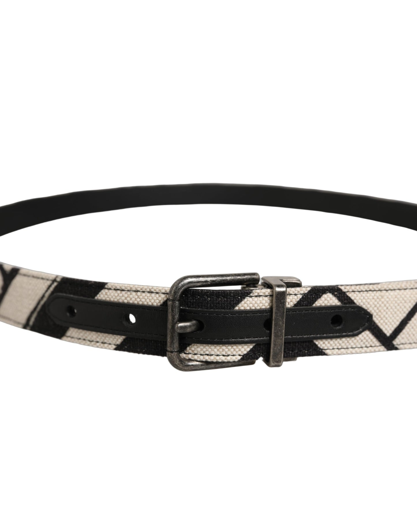 Black Ivory Silver Tone Metal Buckle Belt