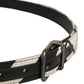Black Ivory Silver Tone Metal Buckle Belt