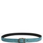 Men Blue Suede Gold Tone Metal Buckle Belt