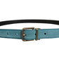 Men Blue Suede Gold Tone Metal Buckle Belt