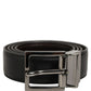 Black Classic Leather Silver Tone Buckle Belt