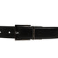 Black Classic Leather Silver Tone Buckle Belt