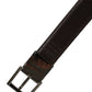 Black Classic Leather Silver Tone Buckle Belt