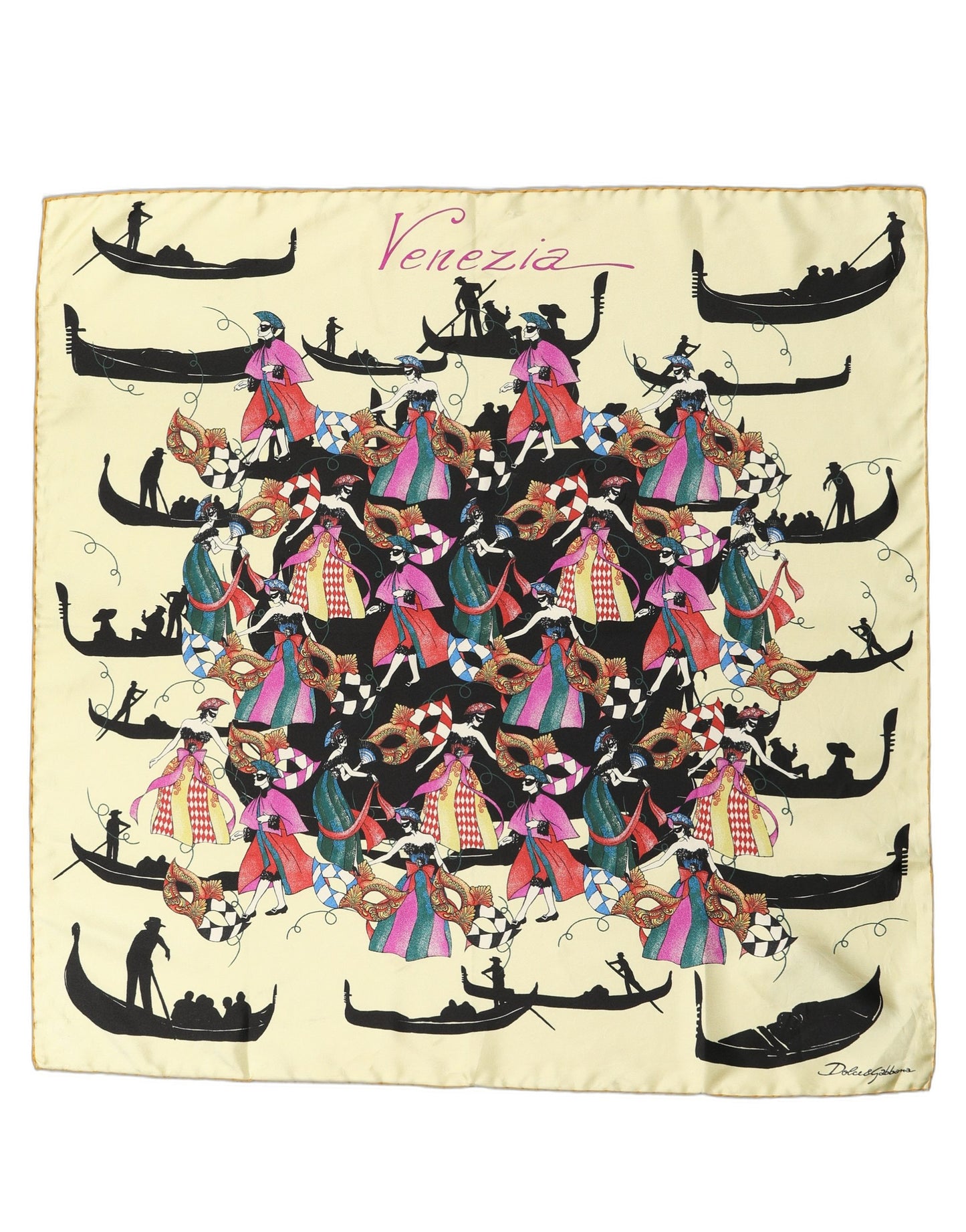 Cream Venezia Silk Twill Square Foulard Scarf