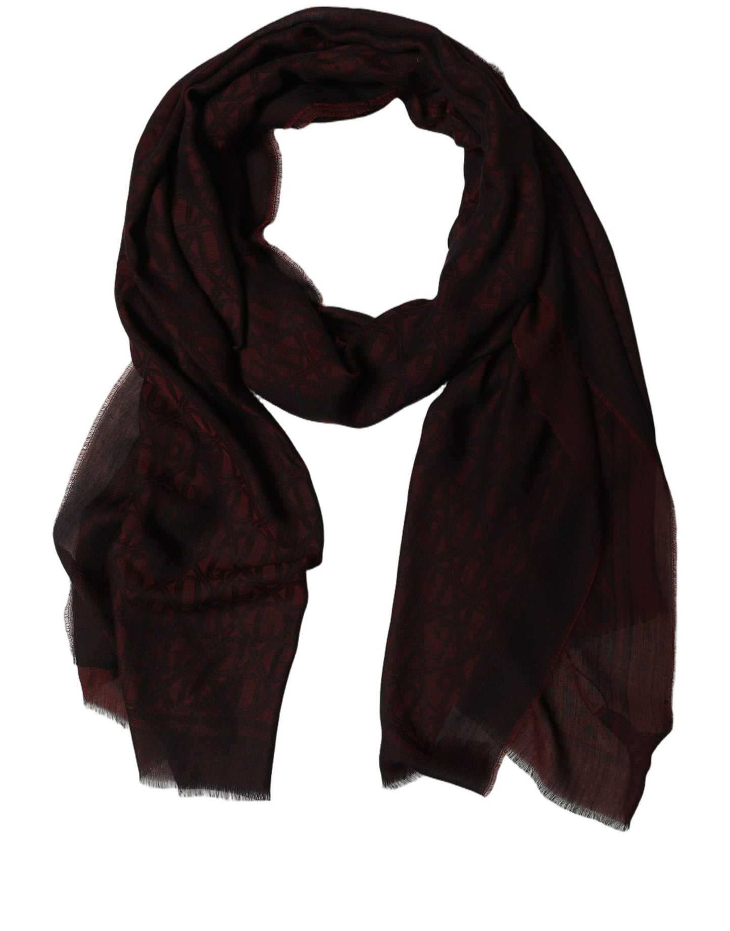 Dark Red Modal Frayed Edge Lace Stole Scarf
