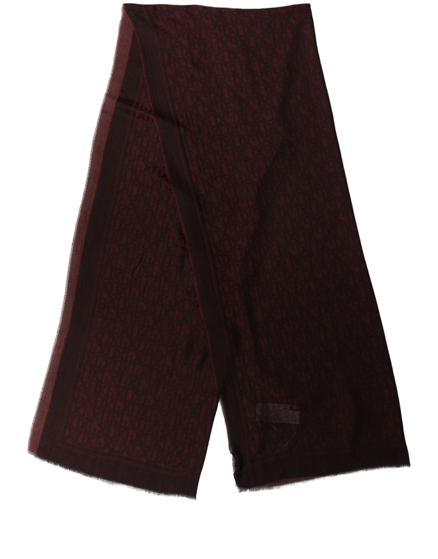 Dark Red Modal Frayed Edge Lace Stole Scarf