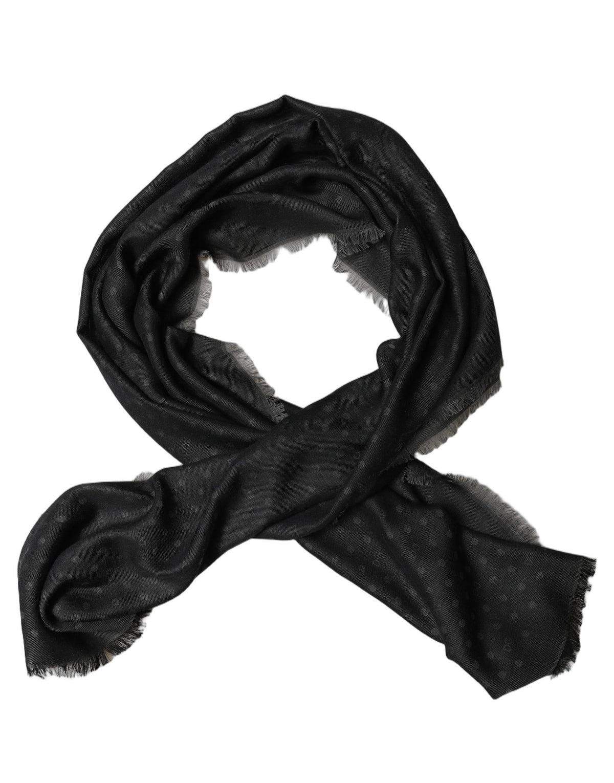 Men Black Viscose Polka Dot Fringe Shawl Lace Stole