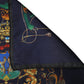 Navy Blue Heraldic Silk Square Foulard Scarf