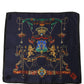 Navy Blue Heraldic Silk Square Foulard Scarf