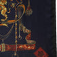 Navy Blue Heraldic Silk Square Foulard Scarf