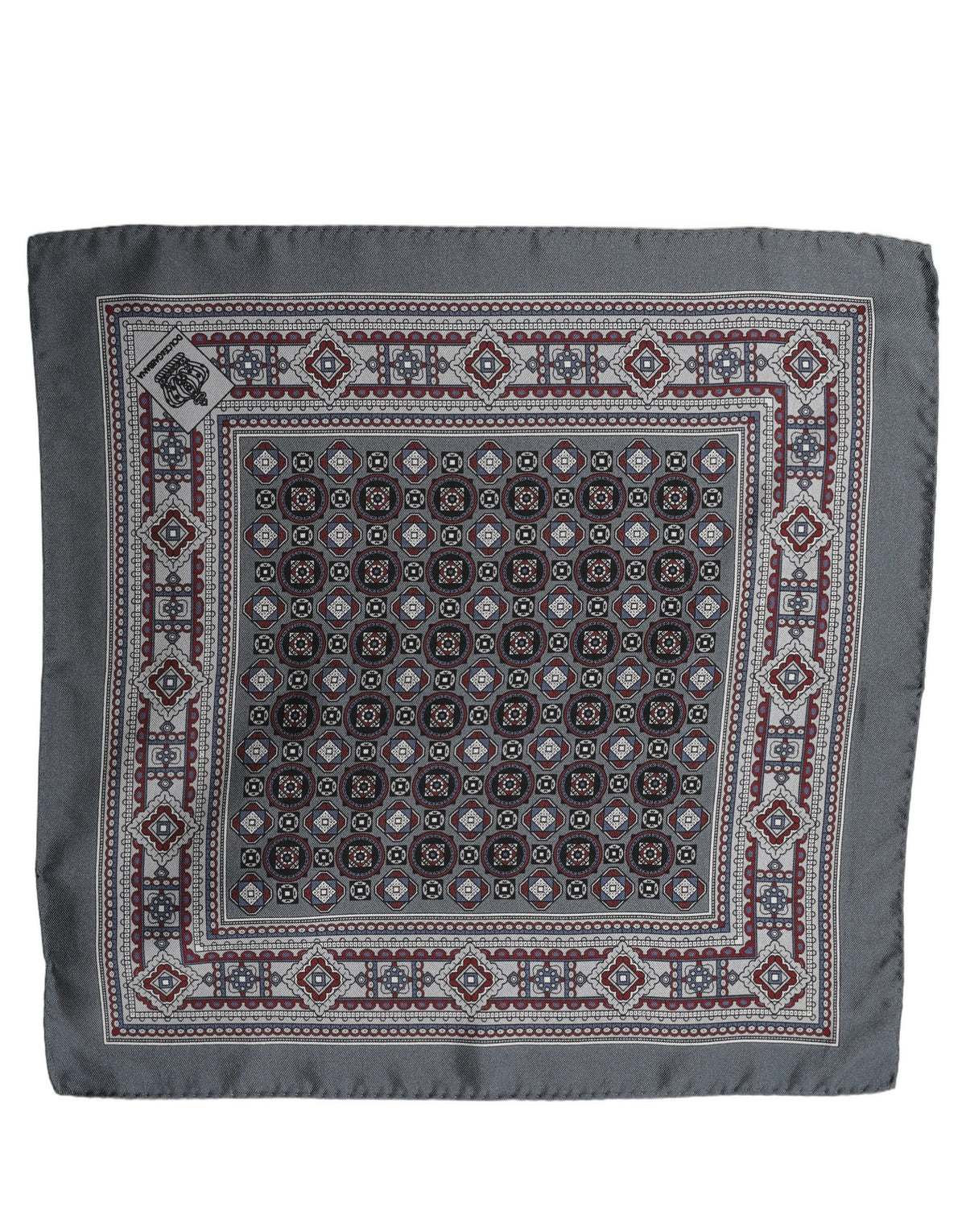 Gray Geometric Pocket Square Foulard Scarf