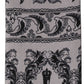Gray Baroque Silk Fringed Skinny Foulard Scarf