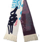 White Graphic Cashmere Fringed Shawl Scarf
