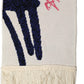 White Graphic Cashmere Fringed Shawl Scarf