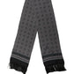 Black Silk Geometric Fringed Neck Shawl Scarf