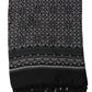 Black Silk Geometric Fringed Neck Shawl Scarf