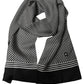 Black White Geometric Silk Neck Shawl Scarf