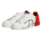 White Red Leather Logo Portofino Sneakers Shoes