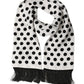 Black White Polka Dot Fringed Lace Stole Scarf