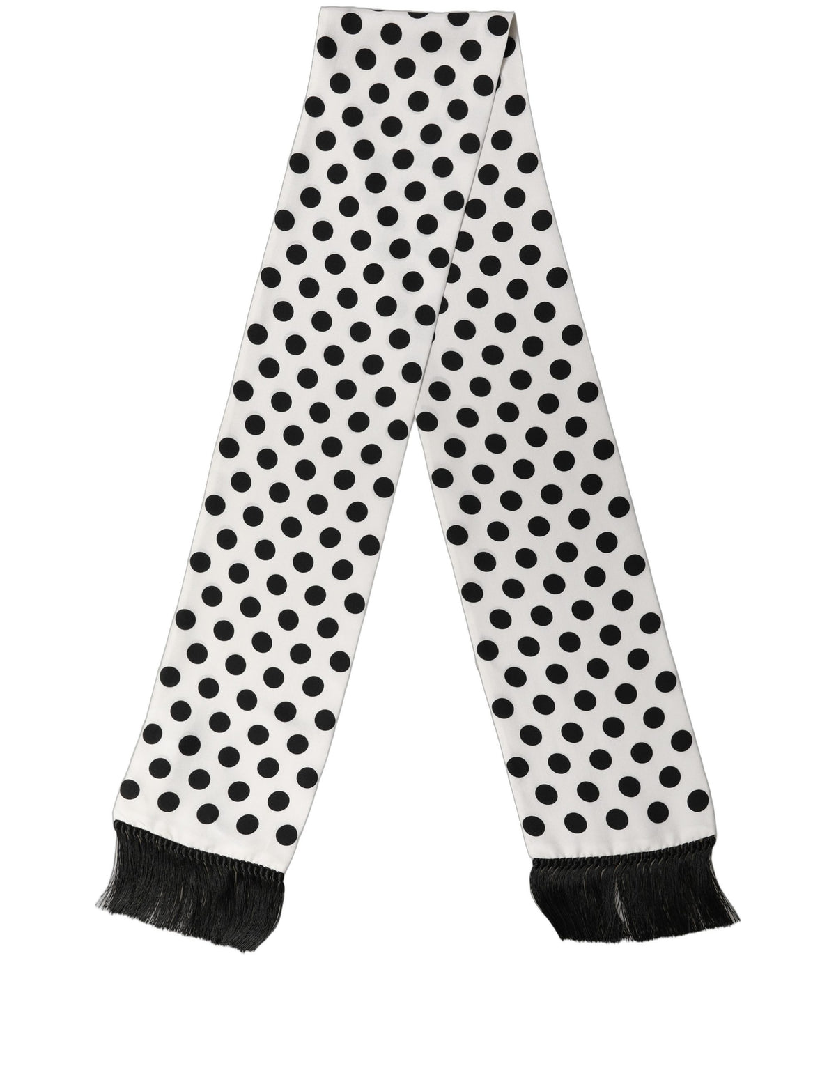 Black White Polka Dot Fringed Lace Stole Scarf