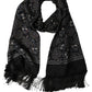 Black Silk Floral Paisley Fringed Shawl Scarf