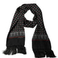 Black Silk Crown Fringed Neck Shawl Scarf