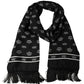 Black Silk Crown Fringed Neck Shawl Scarf