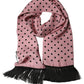 Pink Polka Dot Silk Fringed Lace Stole Scarf