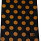 Men Black Orange Polka Dot Fringed Lace Stole Scarf