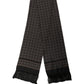 Black Silk Geometric Fringed Neck Shawl Scarf