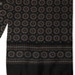 Black Silk Geometric Fringed Neck Shawl Scarf
