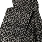 Black White Herringbone Tweed Shawl Scarf