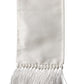 Men White Satin Silk Fringed Lace Stole Scarf
