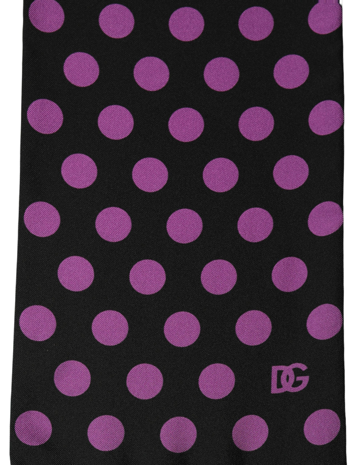 Men Black Purple Polka Dot Fringed Lace Stole Scarf