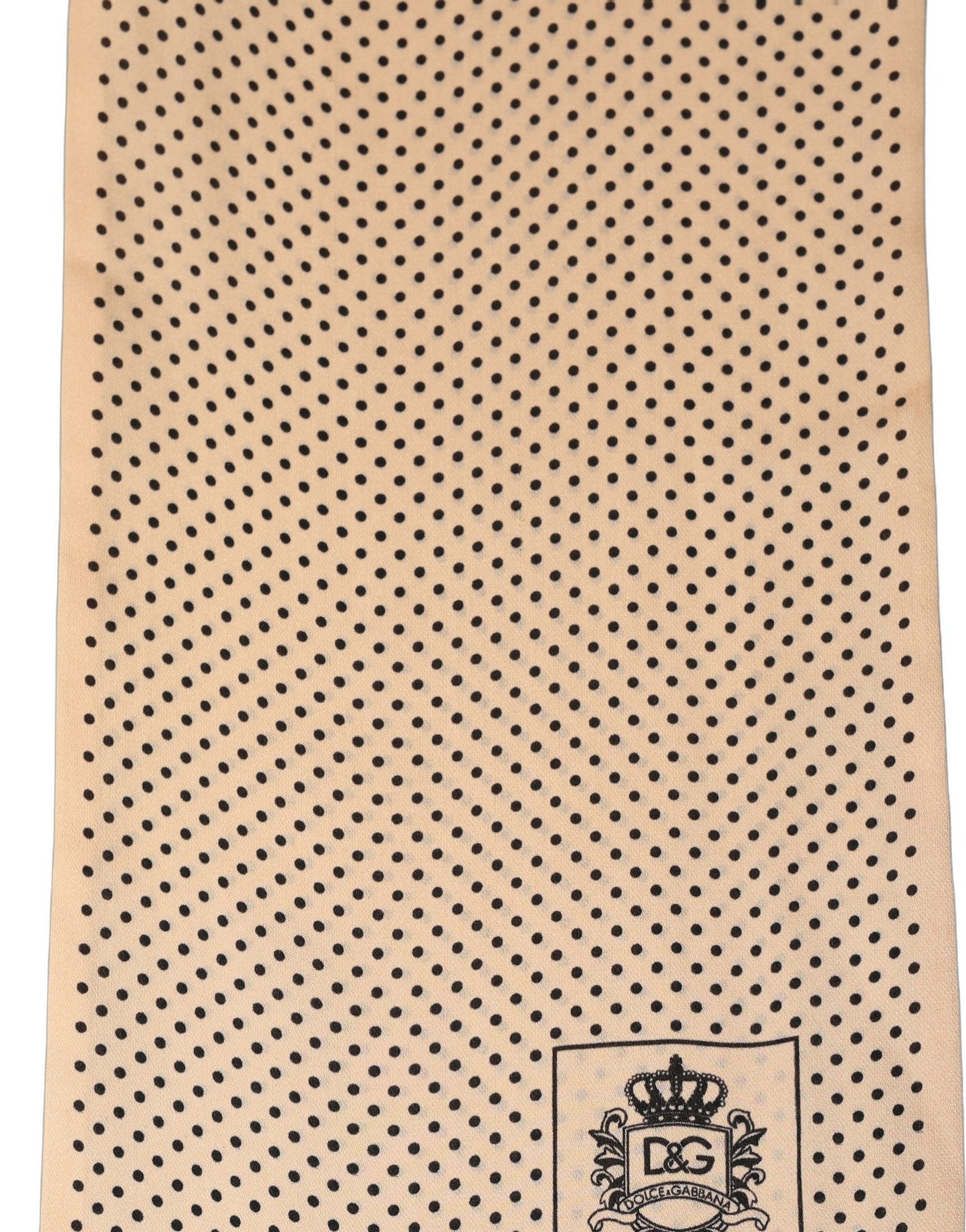 Beige Silk Dotted Fringed Neck Shawl Scarf