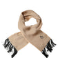 Beige Silk Dotted Fringed Neck Shawl Scarf