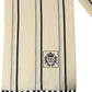Beige Silk Striped Fringed Neck Shawl Scarf