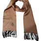 Brown Silk Dotted Fringed Neck Shawl Scarf