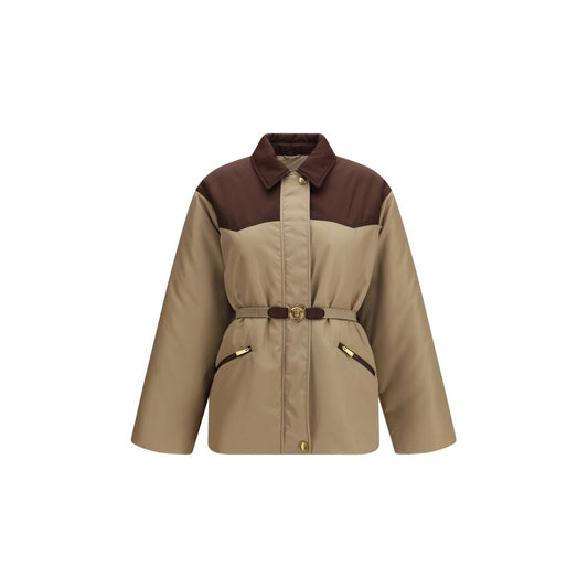 Beige Nylon Full-Length Jacket