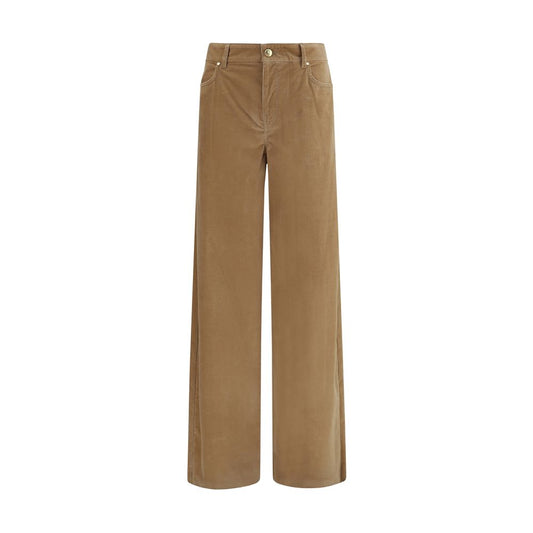 Brown Cotton Casual Pants