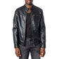 Black Artificial Leather Leather Jacket
